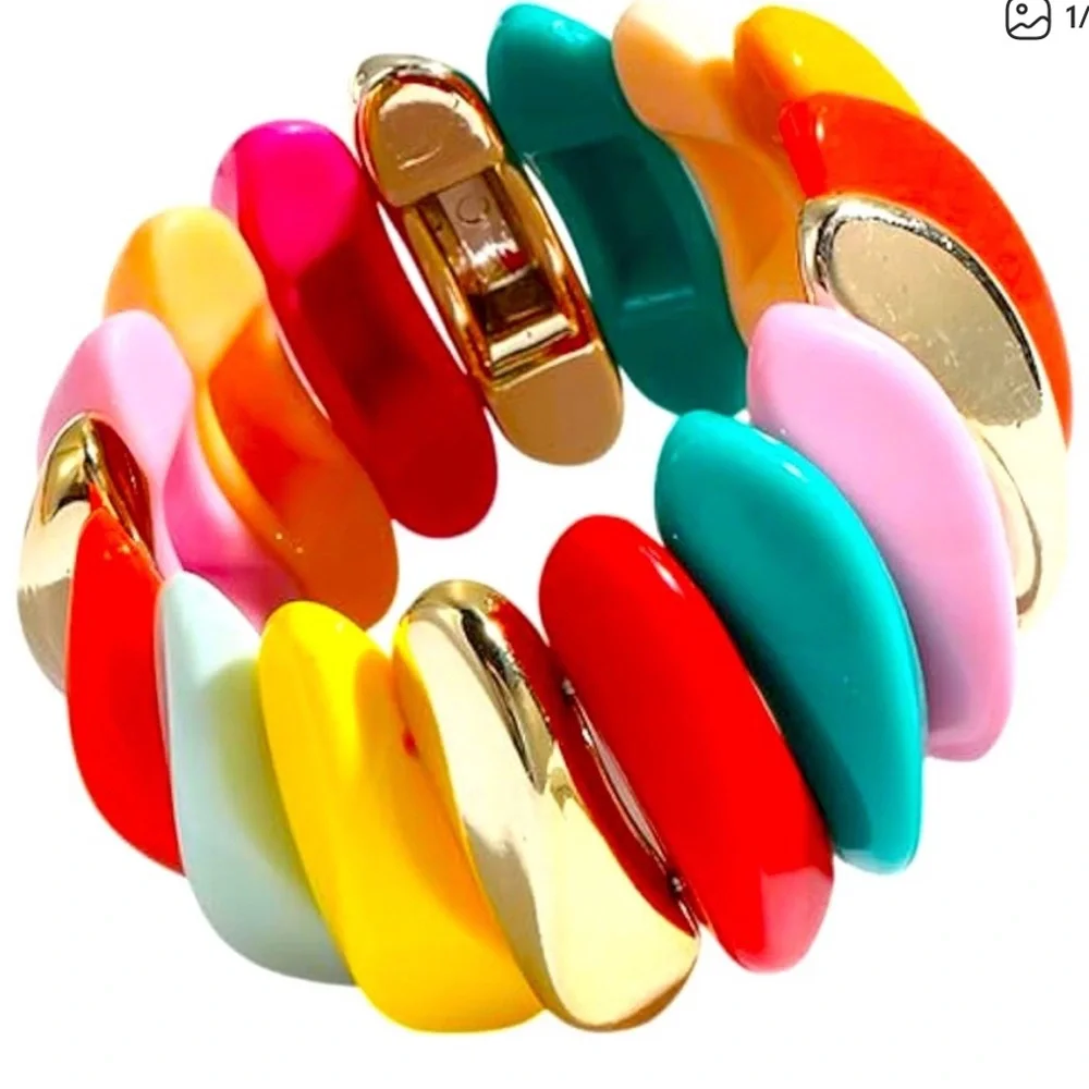 Anthropologie colorful Bead heart necklace Nordstrom Colorful Stretch bracelet 2 - Picture 3 of 5